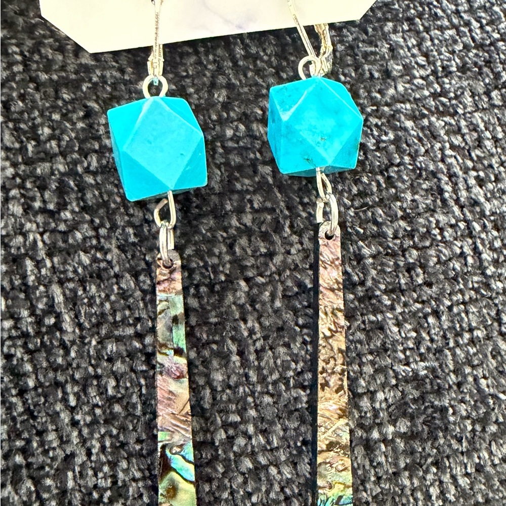 Turquoise and Abalone Dangle Earrings
